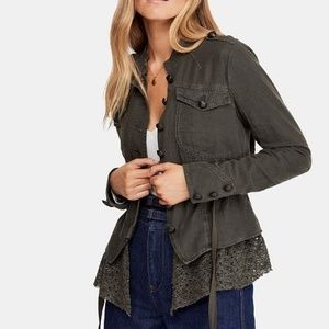 NWT Free People Emilia Lace Trim Jacket (L)